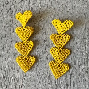 💛Yellow Heart Beaded Drop Earrings - Perf for Valentines Day 💘 💖